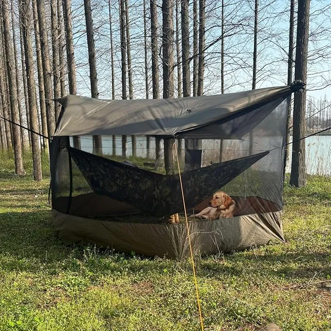 Onewind Camping Tarp Mosquito Net, Camping Bugnet for Tarp Lightweight Hammock Screen House 360 Degree Protection for Camping, Patio, Backyard and Hiking, Backpacking, OD Green