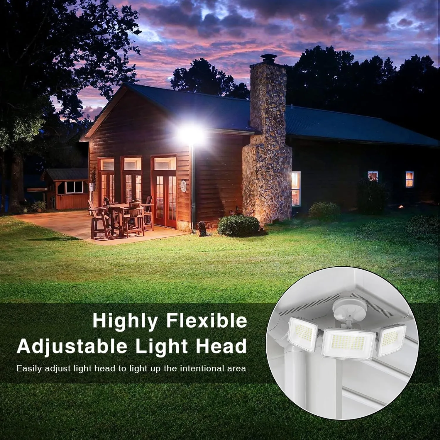 Onforu 100W LED Security Light, 9000LM Outdoor Indoor Flood Lights with 3 Adjustable Heads, IP65 Waterproof LED Exterior Floodlight, 6500K White Wall Mount Security Light for Yard, Garage(White)