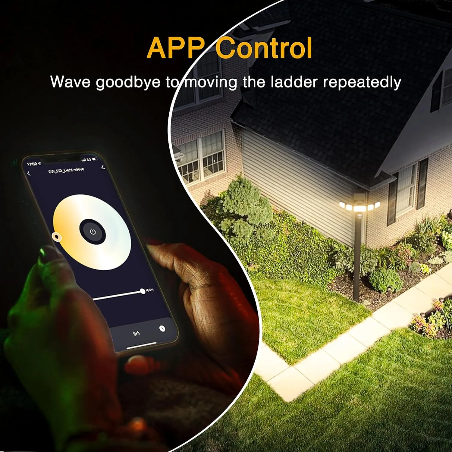 Onforu 55W Smart LED Security Lights Motion Sensor Outdoor 5 Heads, 340° Illumination WiFi Alexa Flood Light 5500LM APP Control, 2500K-6500K Exterior Motion Detector, IP65 Wall Light for Yard, Balck