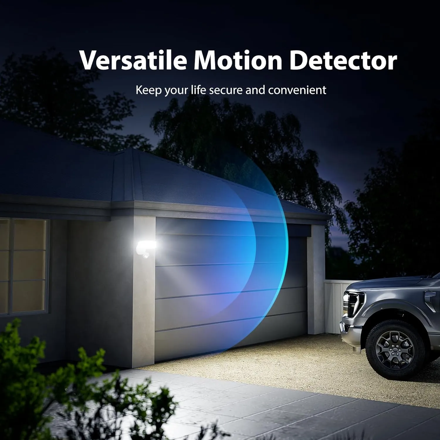 Onforu 65W LED Flood Light Motion Sensor Outdoor, 6500lm Security Light with Three Heads, IP65 Waterproof Exterior Floodlight for Entryways, Stairs, Yard, Garage
