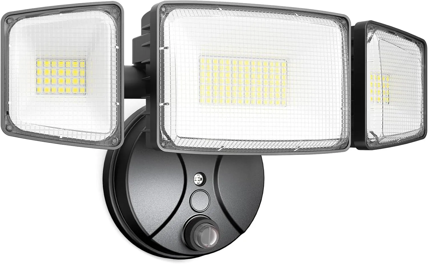 Onforu 80w Dusk to Dawn Outdoor Lighting,9000LM Led Outdoor Light from Dusk Till Dawn,Super Bright Flood Light,IP66 Waterproof Exterior Security Floodlight Fixture,3 Heads Photocell for Garage,Yard