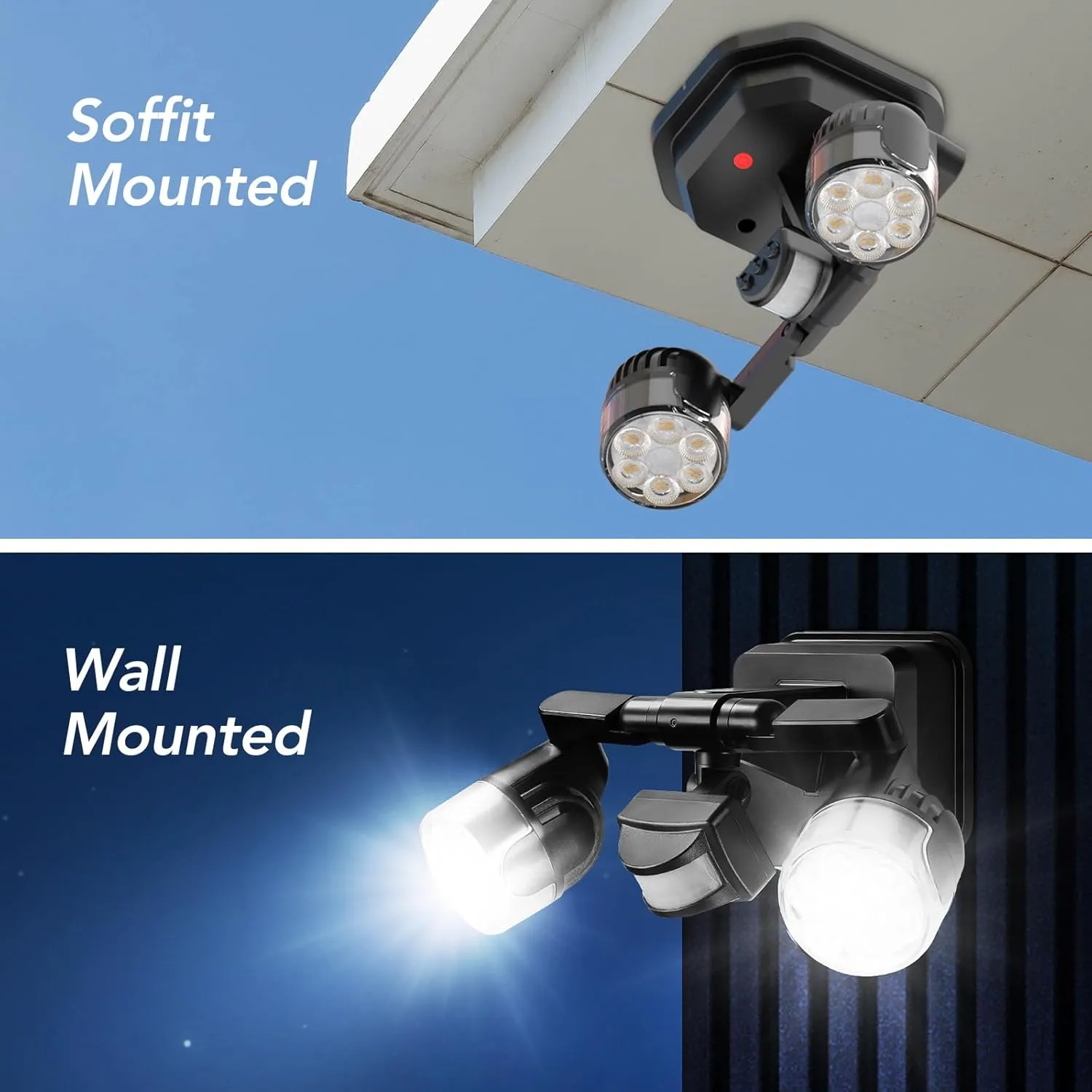OREiN Motion Sensor Outdoor Lights, 450°Superwide Adjustment Dusk to Dawn Flood Lights Outdoor, 5000K 150W Equiv 3 Modes LED Floodlights, IP65, Black (Hardwired)
