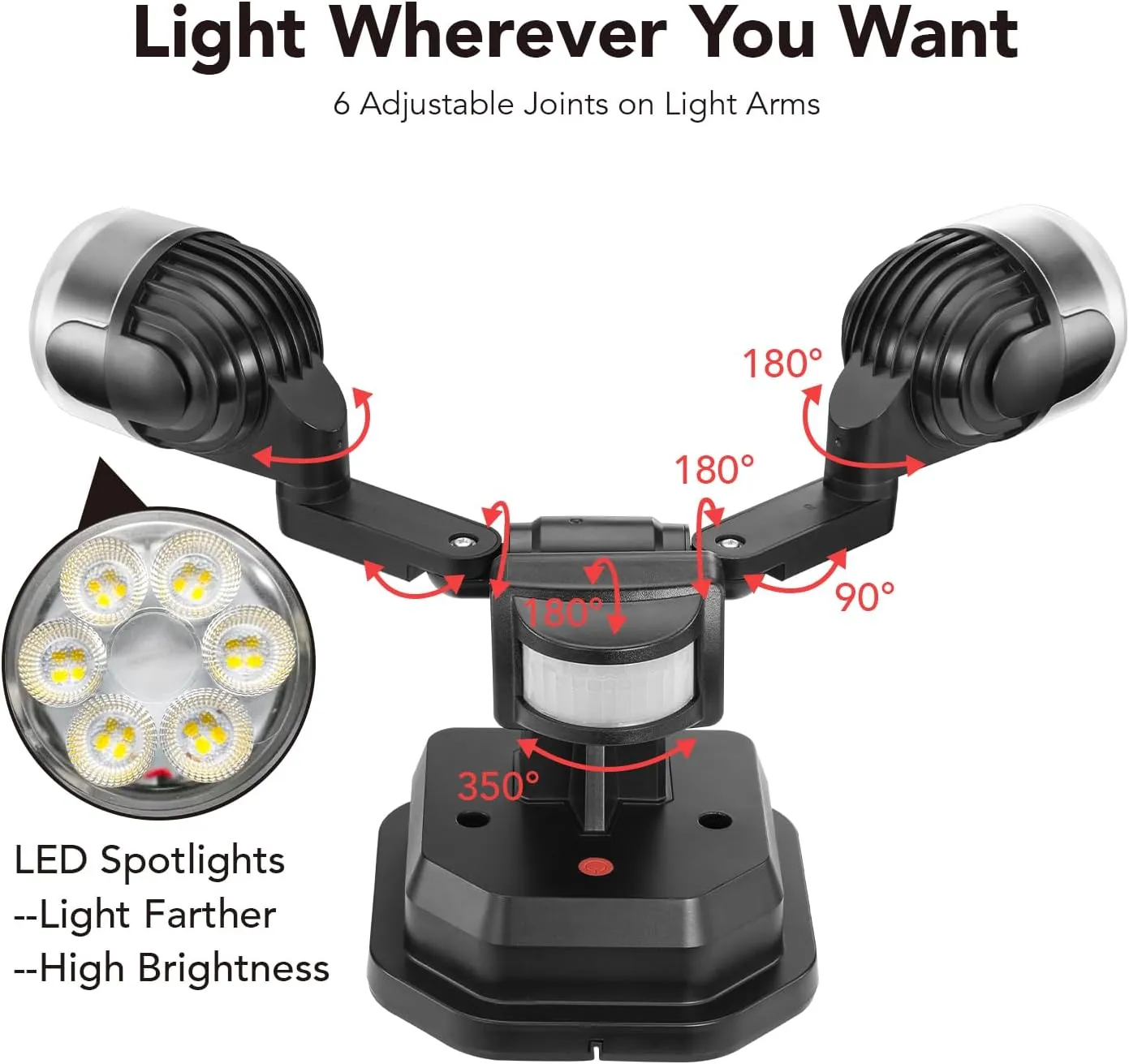 OREiN Motion Sensor Outdoor Lights, 450°Superwide Adjustment Dusk to Dawn Flood Lights Outdoor, 5000K 150W Equiv 3 Modes LED Floodlights, IP65, Black (Hardwired)