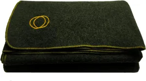 Orion Outpost Trading Co. Vestige Military Wool Blanket, 4  lbs, 66" x 84" (Green/Gold Stitching)