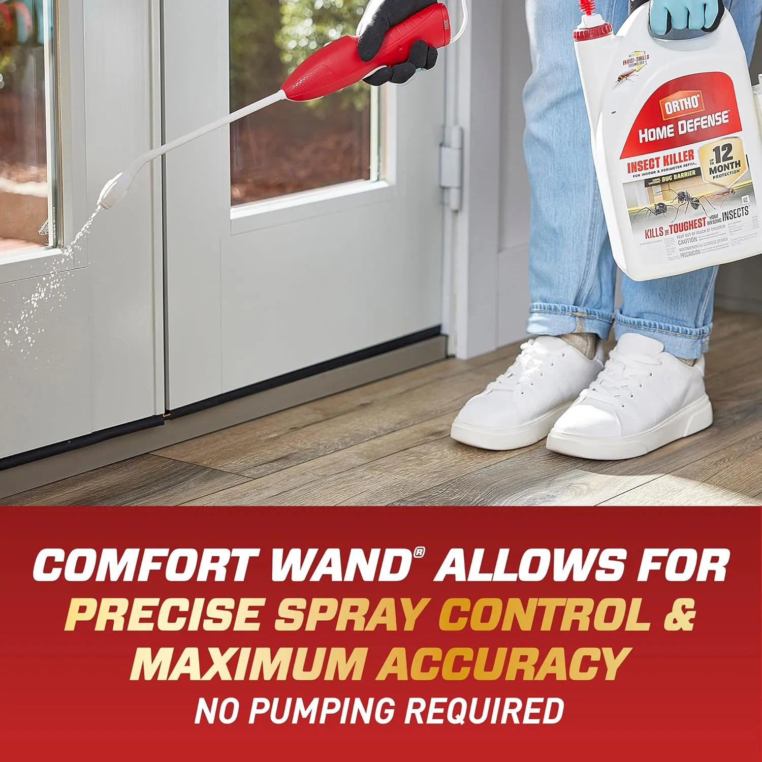 Ortho Home Defense Insect Killer for Indoor & Perimeter2 - With Comfort Wand, Long-Lasting Control, Kills Ants, Cockroaches, Spiders, Fleas & Ticks, Non-Staining, Odor Free, 1.1 gal., 2-Pack