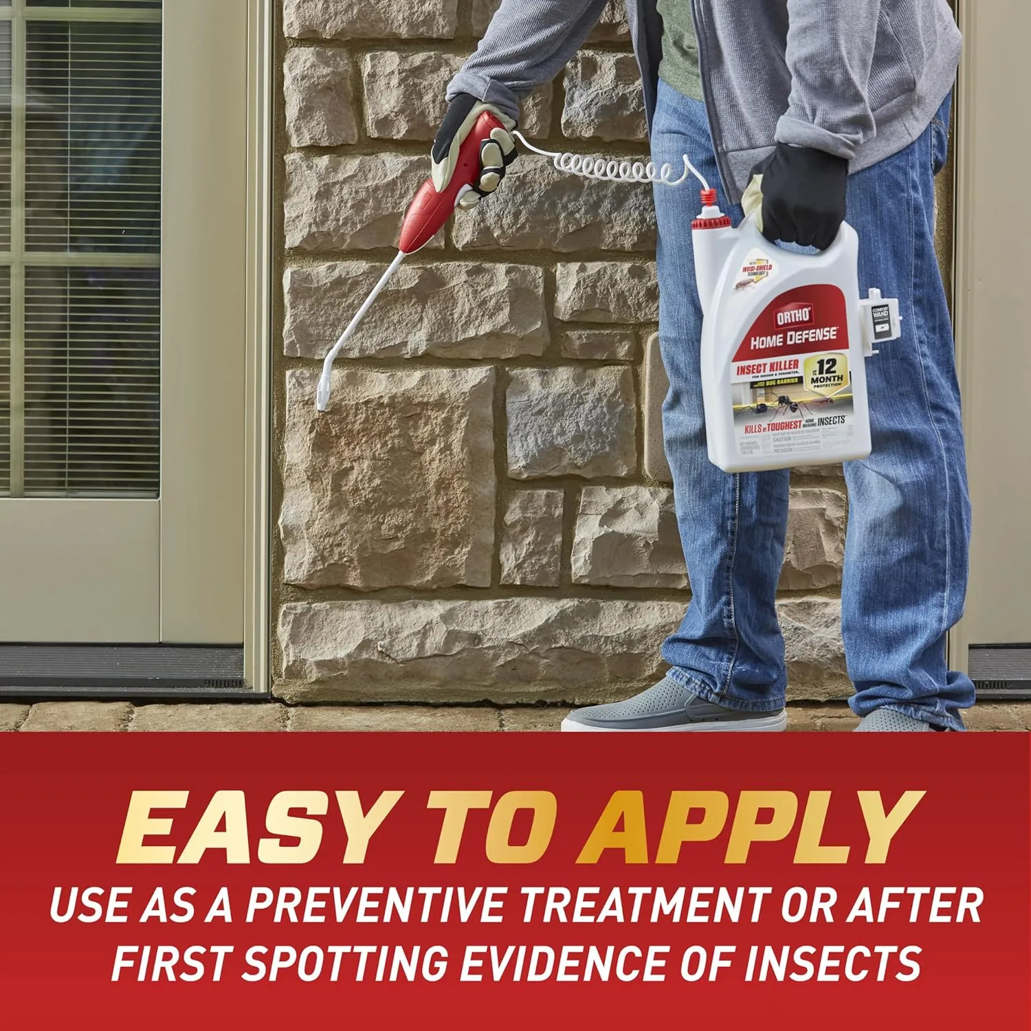 Ortho Home Defense Insect Killer for Indoor & Perimeter2 - With Comfort Wand, Long-Lasting Control, Kills Ants, Cockroaches, Spiders, Fleas & Ticks, Non-Staining, Odor Free, 1.1 gal., 2-Pack