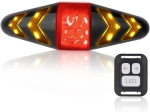 OTYTY Smart Bicycle Tail Light with Wireless Turn Signals - USB Rechargeable, 100LM LED, IPX2 Waterproof, Remote Control, 180° Visibility for Night Riding Adults Kids Men Women Road Mountain Bike