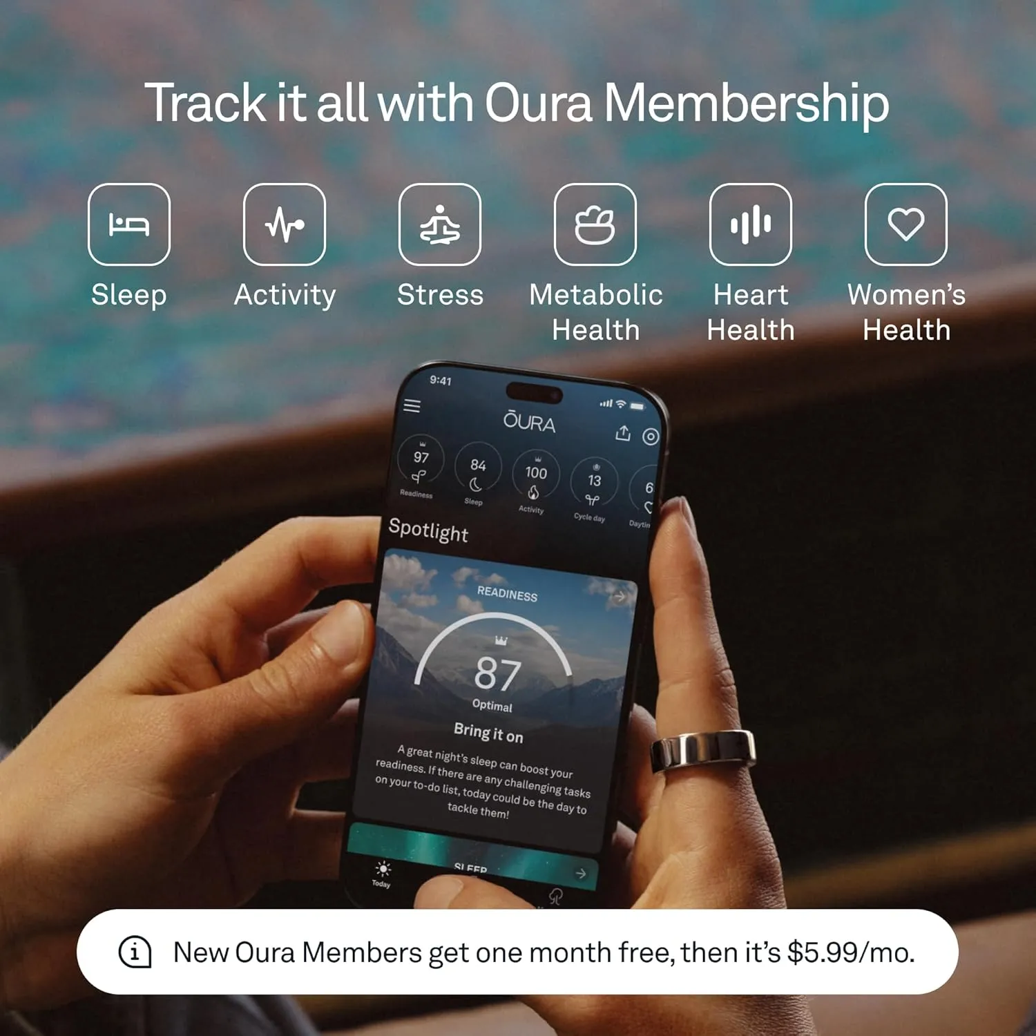 Oura Ring 4 - Gold - Size 7 - Smart Ring - Size First with Oura Ring 4 Sizing Kit - Sleep Tracking Wearable - Heart Rate - Fitness Tracker - Up to 8 Days of Battery Life
