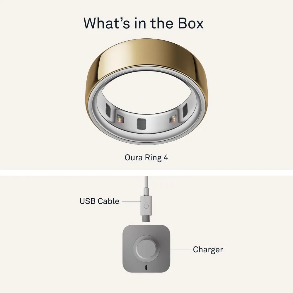 Oura Ring 4 - Gold - Size 7 - Smart Ring - Size First with Oura Ring 4 Sizing Kit - Sleep Tracking Wearable - Heart Rate - Fitness Tracker - Up to 8 Days of Battery Life