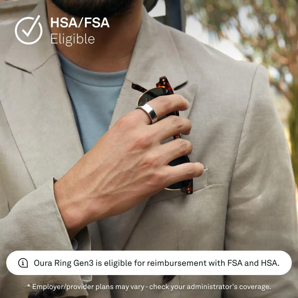 Oura Ring Gen3 Heritage - Silver - Size 7 - Smart Ring - Size First with Oura Ring Gen3 Sizing Kit - Sleep Tracking Wearable - Heart Rate - Fitness Tracker - 5-7 Days Battery Life