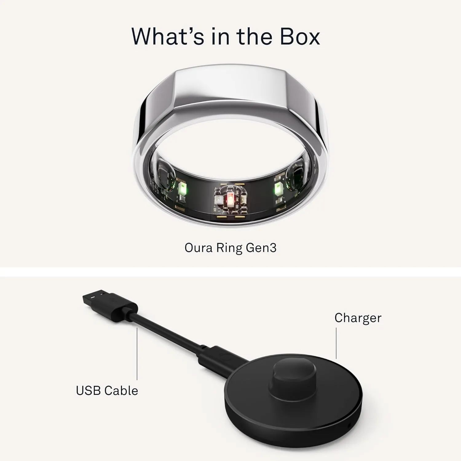 Oura Ring Gen3 Heritage - Silver - Size 7 - Smart Ring - Size First with Oura Ring Gen3 Sizing Kit - Sleep Tracking Wearable - Heart Rate - Fitness Tracker - 5-7 Days Battery Life