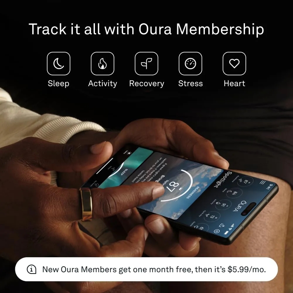 Oura Ring Gen3 Heritage - Silver - Size 7 - Smart Ring - Size First with Oura Ring Gen3 Sizing Kit - Sleep Tracking Wearable - Heart Rate - Fitness Tracker - 5-7 Days Battery Life