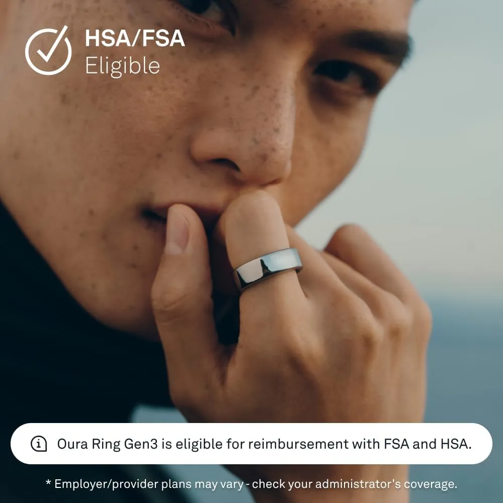 Oura Ring Gen3 Horizon - Silver - Size 6 - Smart Ring - Size First with Oura Ring Gen3 Sizing Kit - Sleep Tracking Wearable - Heart Rate - Fitness Tracker - 5-7 Days Battery Life