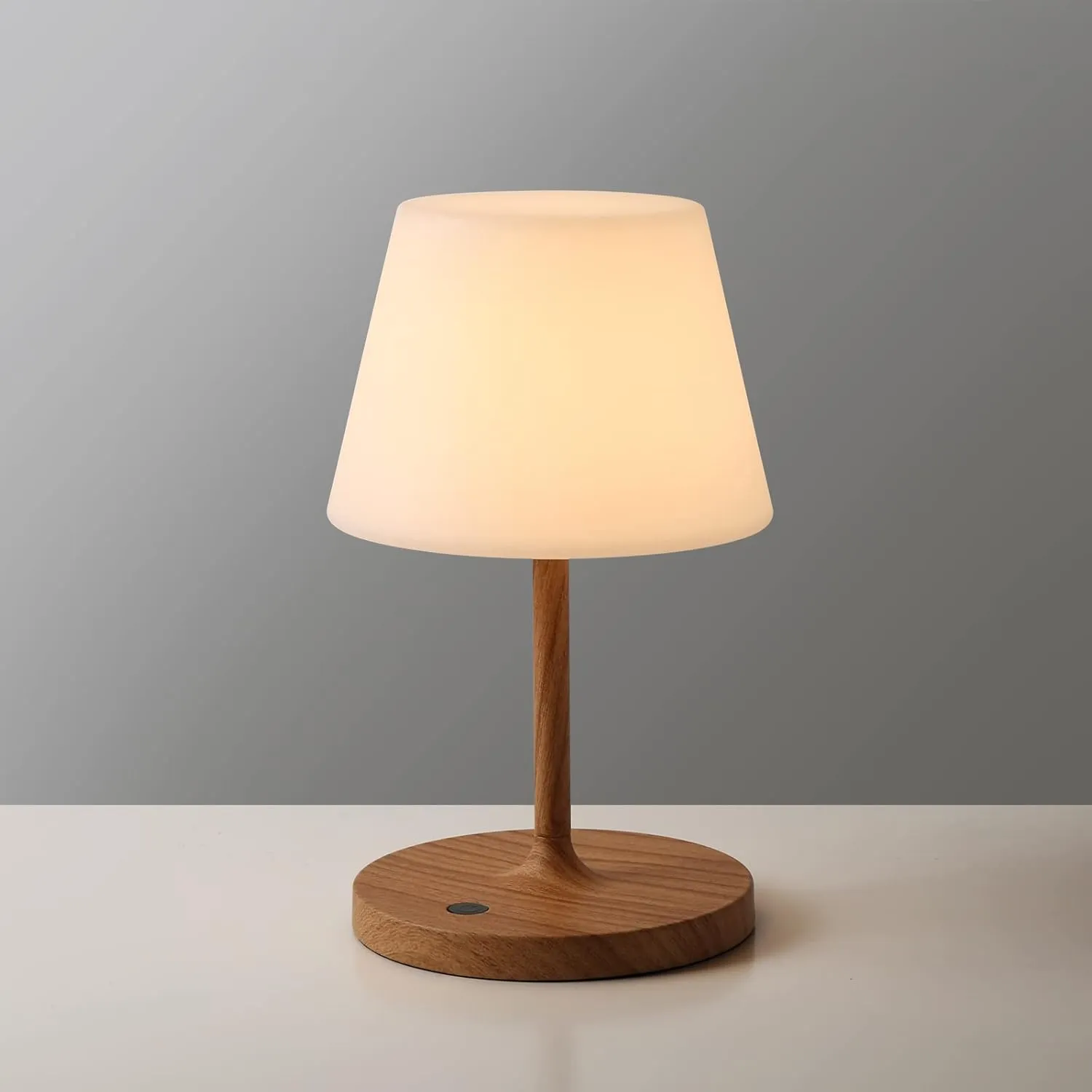 Outdoor Battery Operated Table Lamp Waterproof, 4000mAh Cordless Rechargeable, Touch Dimmable Desk Lamp, LED Night Light for Patio Camping Restaurant Home, H9.6in, Wood Grain