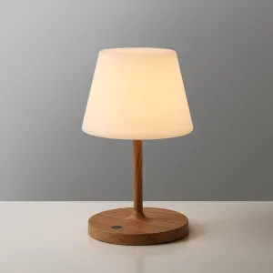 Outdoor Battery Operated Table Lamp Waterproof, 4000mAh Cordless Rechargeable, Touch Dimmable Desk Lamp, LED Night Light for Patio Camping Restaurant Home, H9.6in, Wood Grain