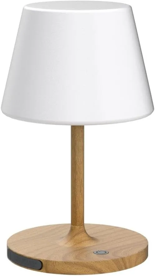 Outdoor Battery Operated Table Lamp Waterproof, 4000mAh Cordless Rechargeable, Touch Dimmable Desk Lamp, LED Night Light for Patio Camping Restaurant Home, H9.6in, Wood Grain