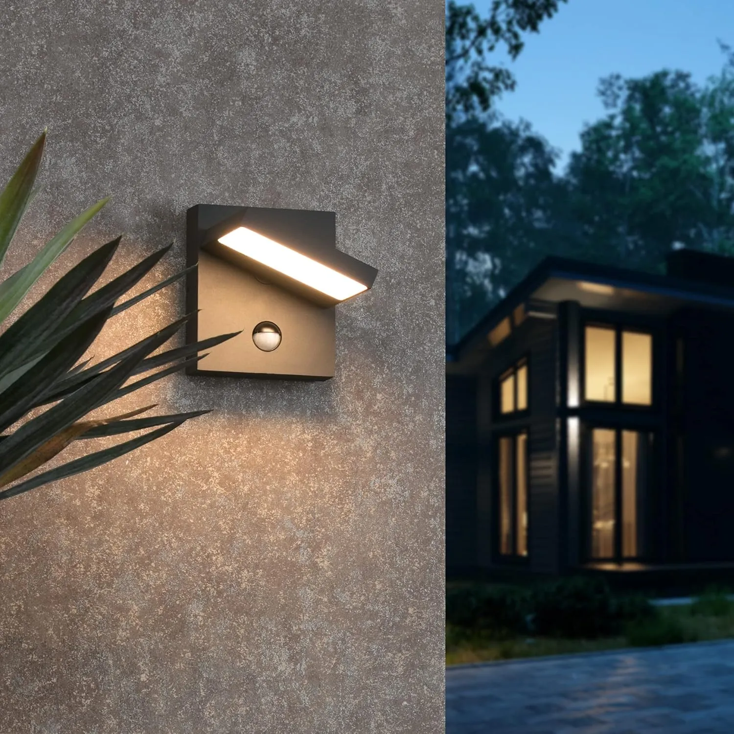 Outdoor Wall Light Motion Sensor Exterior Light Fixture for House,LED Modern Front Porch Sconce Wall Mount Lamp,IP54 Waterproof Garage Light for Patio Garden,13W 650Lm 3000K