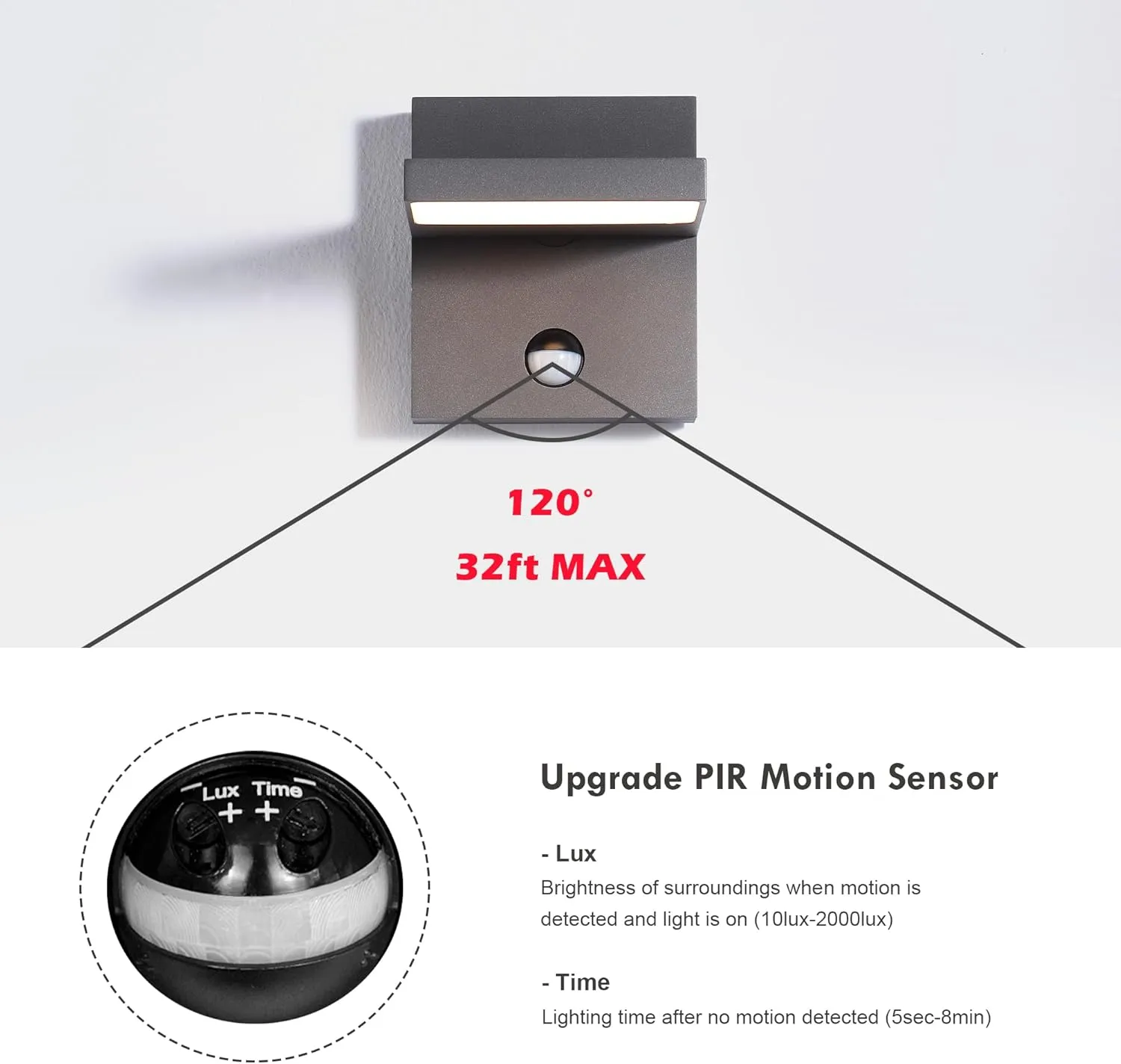 Outdoor Wall Light Motion Sensor Exterior Light Fixture for House,LED Modern Front Porch Sconce Wall Mount Lamp,IP54 Waterproof Garage Light for Patio Garden,13W 650Lm 3000K