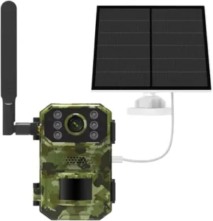 Outdoor Wildlife 7800mAh Battery 4MP 5W Motion Activated Trigger Waterproof Hunting Trail Camera 4G with Night Vision(4G EU Band 64G)