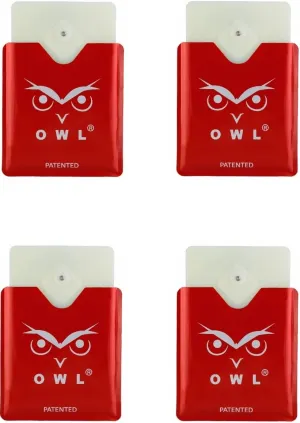 OWL The Only Flat Car Window Glass Breaker & Seatbelt Cutter Card Emergency Escape Rescue Hammer Safety Life Saving Crash Survival Kit 2-in-1 Tool - Made in USA (4 Pack Red)