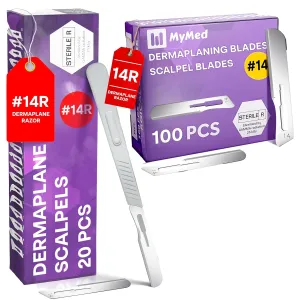 Pack of 20 Disposable Scalpels #14   100pcs 14r Blades Dermaplaning kit 14 Blades Scalpel Set