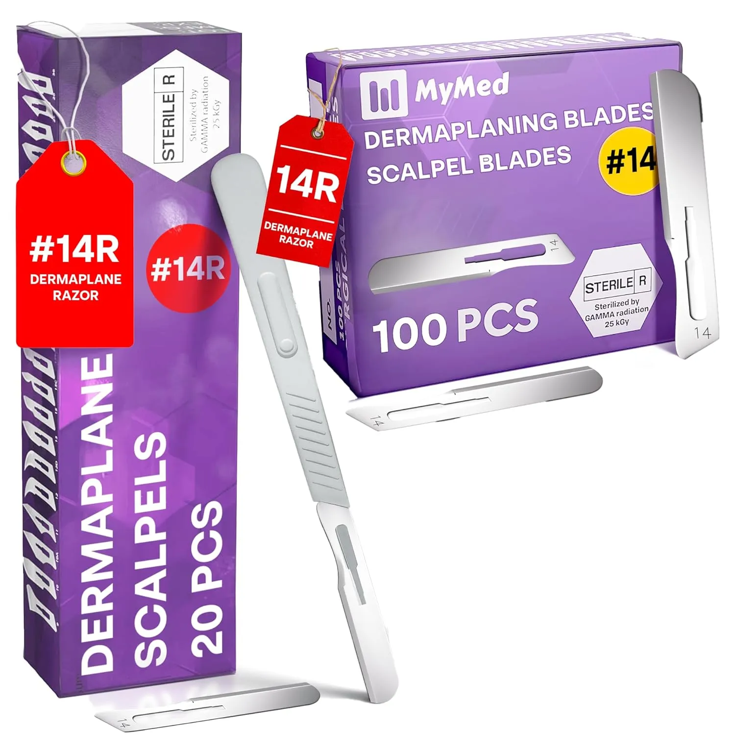 Pack of 20 Disposable Scalpels #14   100pcs 14r Blades Dermaplaning kit 14 Blades Scalpel Set