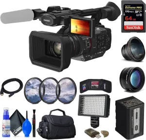 Panasonic HC-X20 4K Mobile Camcorder with Rich Connectivity (HC-X20)   64GB Card   Filter Kit   Wide Angle Lens   Bag   LED Light   Telephoto Lens   Card Reader   Memory Wallet   More