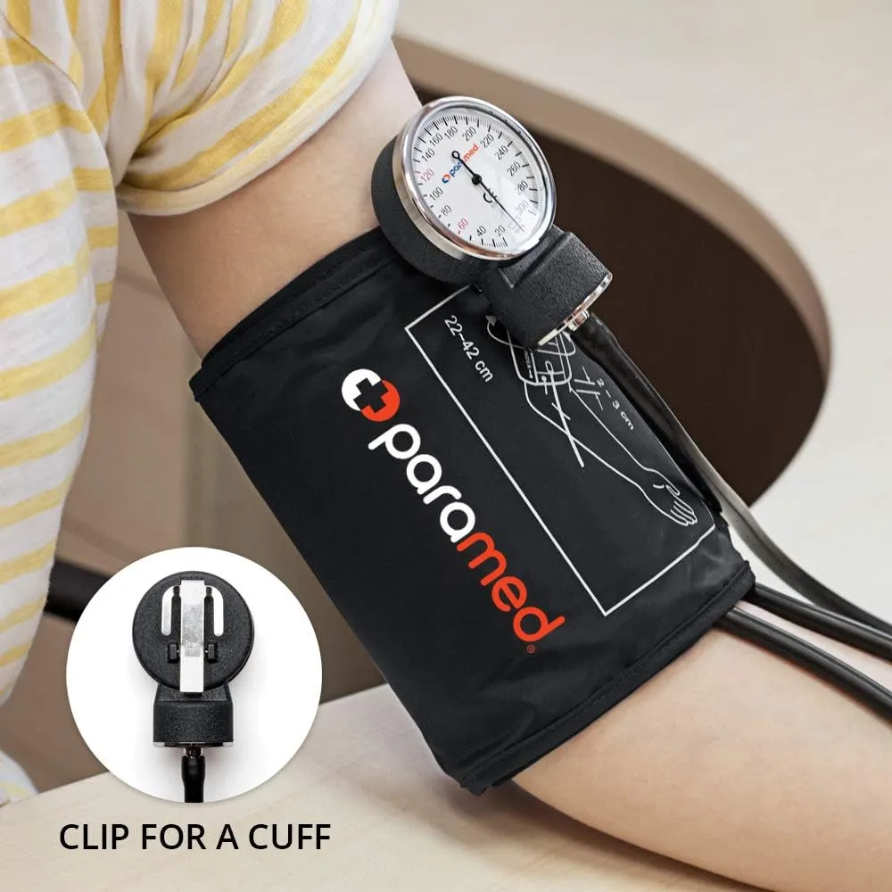 PARAMED Aneroid Sphygmomanometer with Stethoscope – Manual Blood Pressure Cuff with Universal Cuff 8.7-16.5" and D-Ring – Carrying Case in The kit – Black