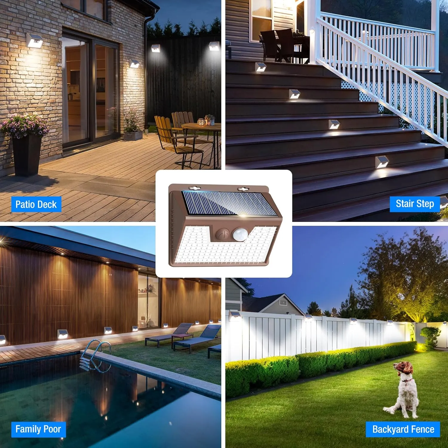Peasur Solar Lights Outdoor Waterproof [12 Packs/140 LEDs], 3 Lighting Modes Solar Motion Sensor Light Outdoor, Ultra Bright Security Lights Outdoor Solar Lights for Outside Fence Patio Deck[Brown]