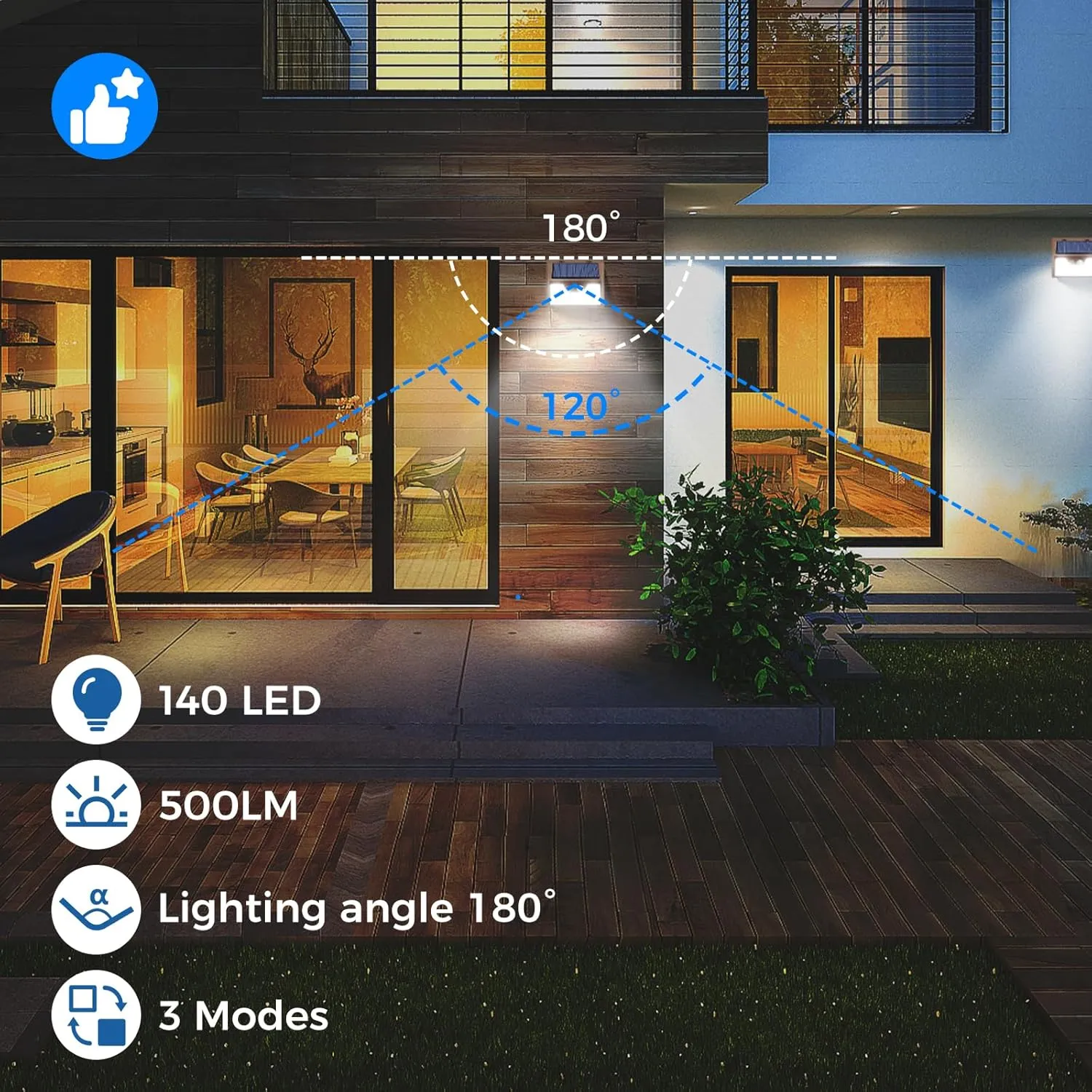 Peasur Solar Lights Outdoor Waterproof [12 Packs/140 LEDs], 3 Lighting Modes Solar Motion Sensor Light Outdoor, Ultra Bright Security Lights Outdoor Solar Lights for Outside Fence Patio Deck[Brown]