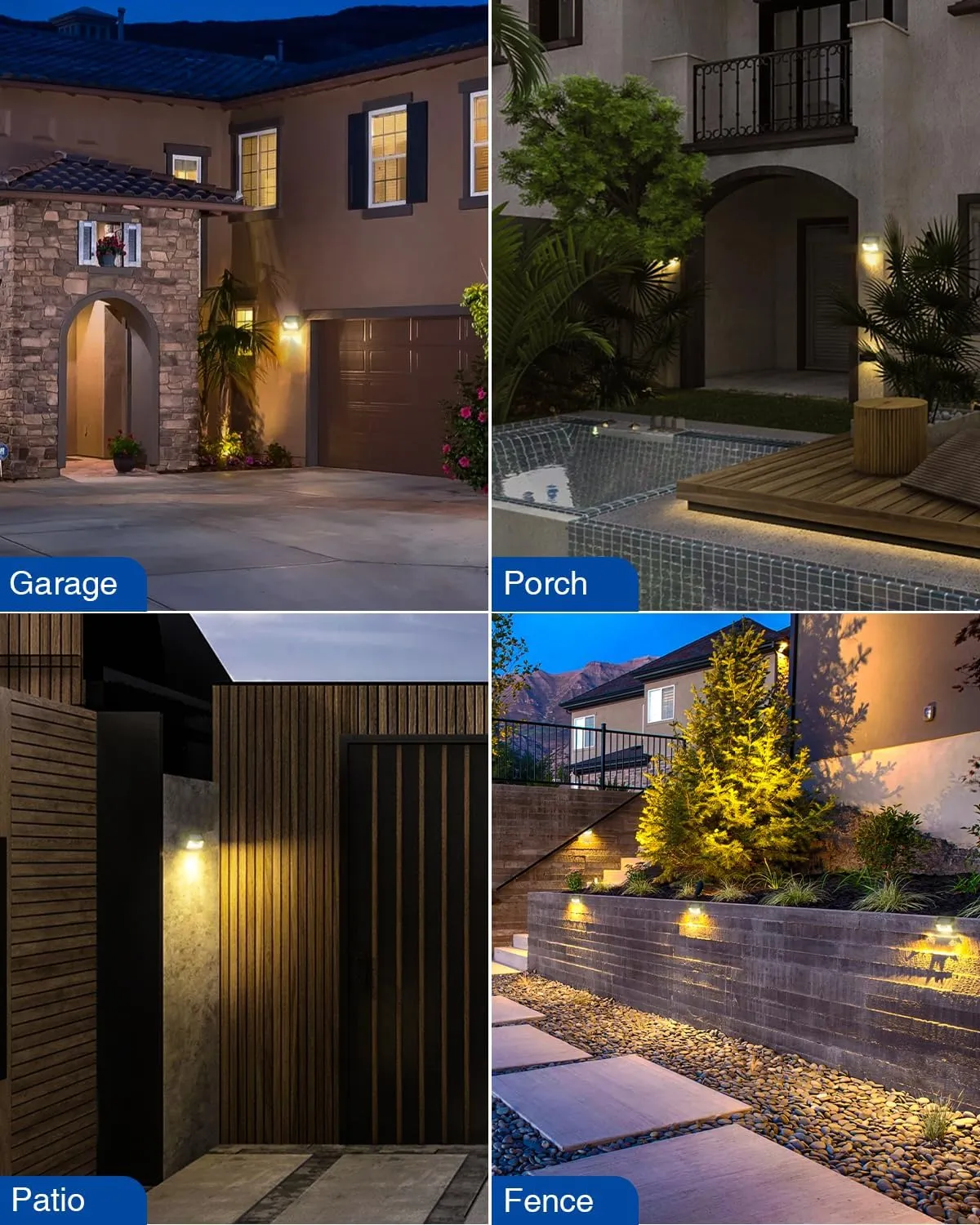 Peasur Solar Lights Outdoor Waterproof [6 Pack/140LED], Warm White Motion Sensor Lights Dusk to Dawn, 3 Modes Solar Fence Security Lighting for Wall Garden Yard Stair Outside