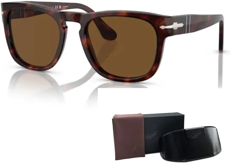 Persol Elio PO3333S Square Sunglasses for Men for Women   BUNDLE With Designer iWear Complimentary Eyewear Kit