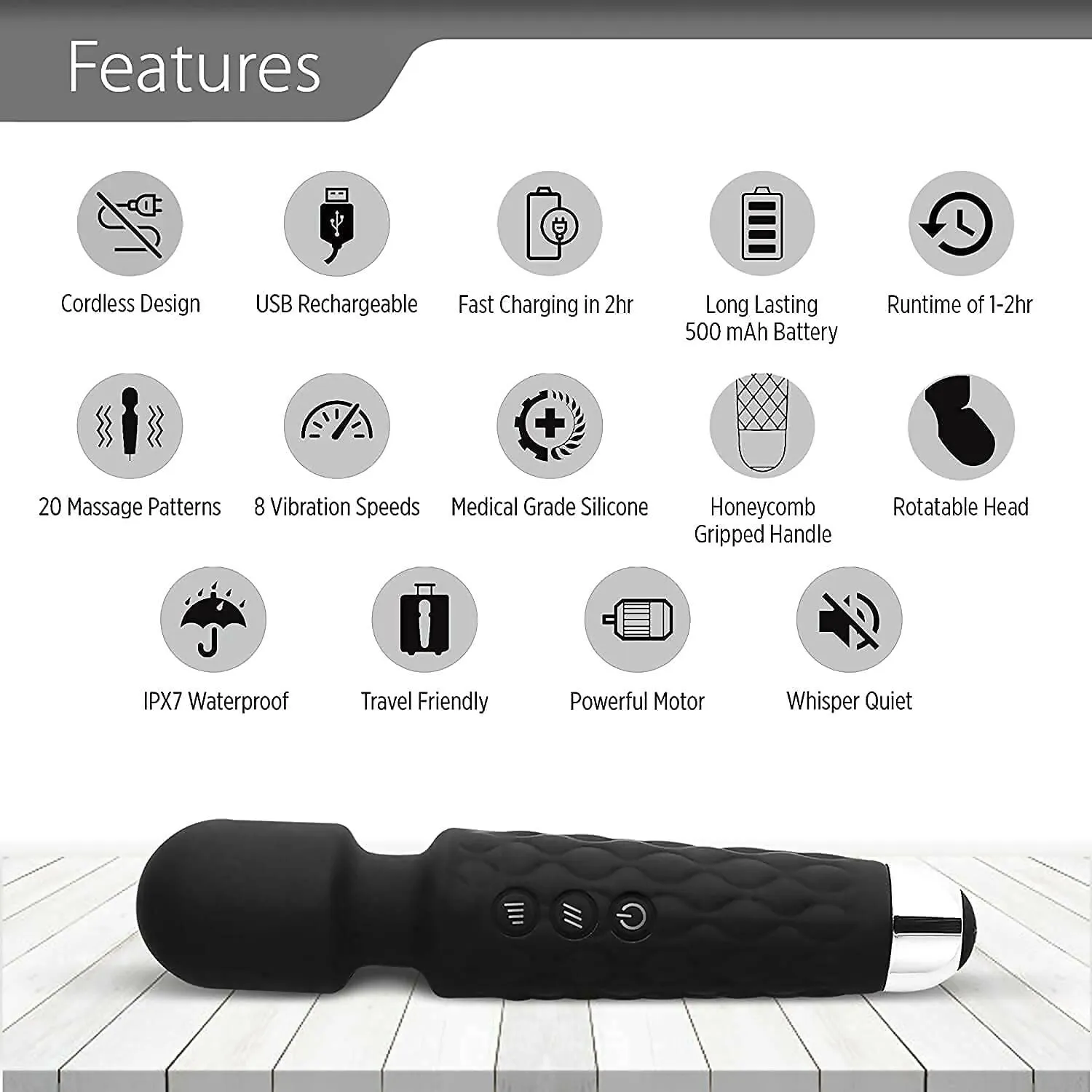 Personal Body Massager Waterproof USB Rechargeable