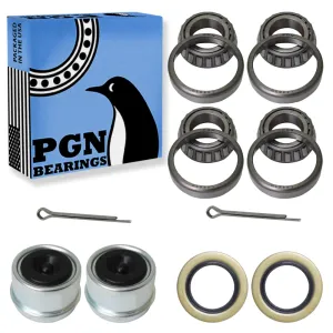 PGN L44643 Bearing Kit - High-Speed & Quiet Rotation Trailer Axle Kit for Trailer Wheels and More - L44643/L44610 and 12192TB Seal OD 1.980'' - Dust Covers and Cotter Pins - Fits for 1"