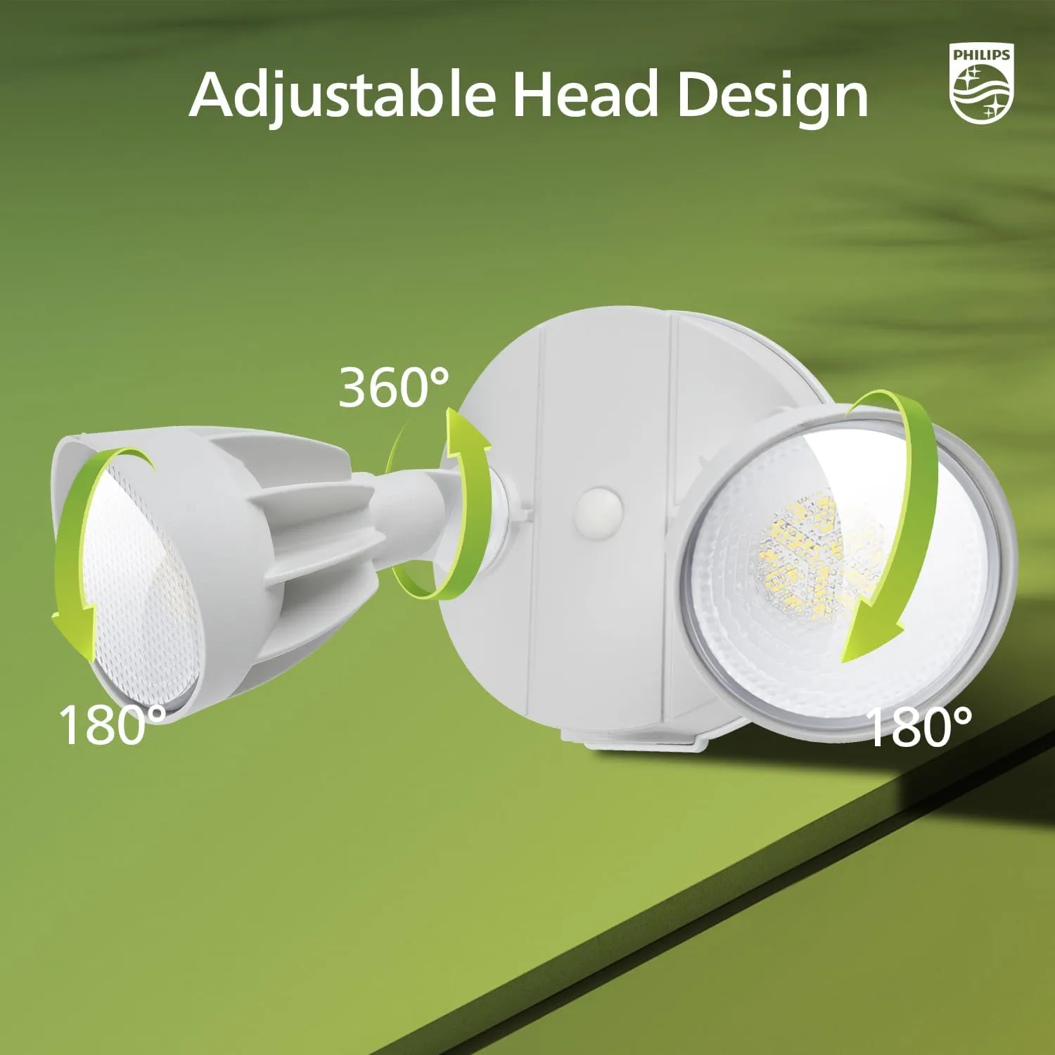 Philips 44W 3500LM ‌LED Security Flood Light‌ ‌Outdoor‌，Switch Controlled Aluminum ‌Security Light‌, 2 Adjustable Heads，5000K Daylight，Wet Location for Patio, Garden, Yard Lights (2 Packs)
