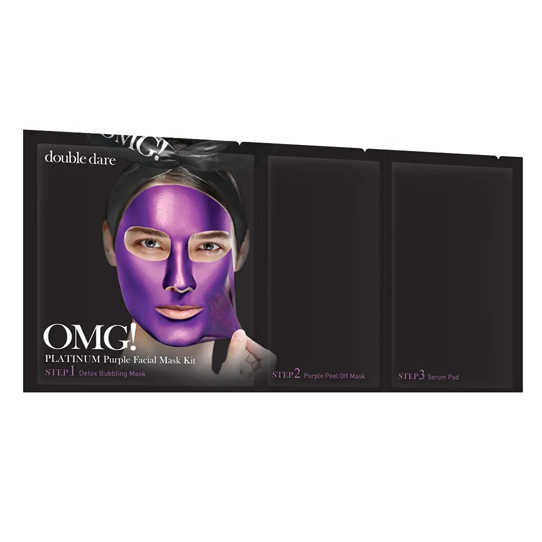 Platinum Purple 3-in-1 Facial Mask Kit Detoxify Revitalize Antioxidant Moisturizer with Blueberry, Blackberry and Collagen (10 Pieces)
