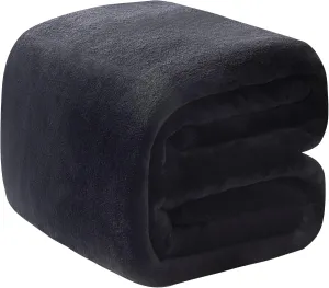 Polar Fleece Blanket Queen Size 350GSM Lightweight Throw for The Bed Extra Soft Brush Fabric Super Warm Sofa Blanket 90" x 90"(Black Queen)