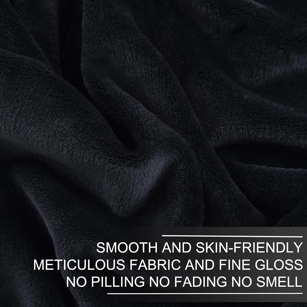 Polar Fleece Blanket Queen Size 350GSM Lightweight Throw for The Bed Extra Soft Brush Fabric Super Warm Sofa Blanket 90" x 90"(Black Queen)