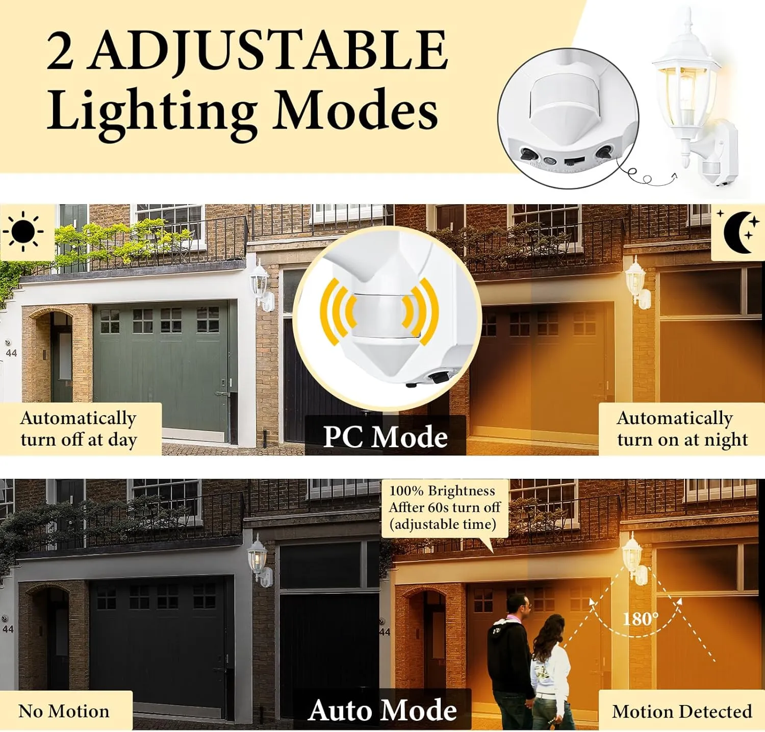 Porch Lights Outdoor Motion Sensor Wall Sconce Anti-Rust Aluminum, Exterior Outdoor Wall Lights Dusk to Dawn Porch Light Fixture Wall Mount for House Outside Patio White