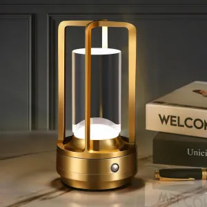 Portable Cordless Table Lamp，LED Desk Lamp with Touch Control，3-Colour Infinitely Dimming Rechargeable Battery Powered Dimming LED Lighting for strange/Restaurant/Bedroom/Bar/Outdoor Party（Golden）