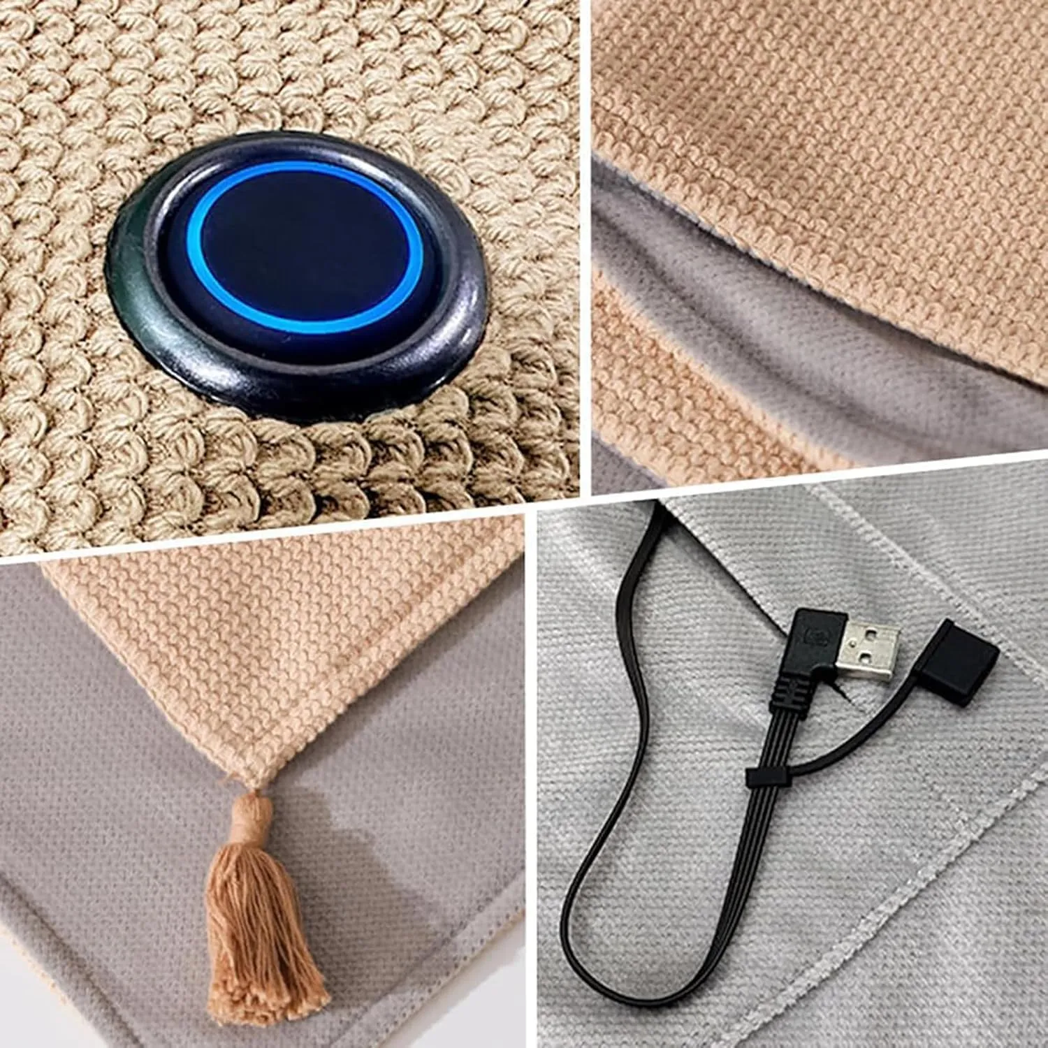 Portable Heated Shawl, Portable Soft Zipper Electric Heated Blanket Shawl, Heated Blanket USB Powered, Heated Blanket Portable, Electric Shawl 15s Fast Heating, Heated Shawl for Women (Apricot)