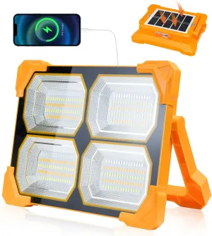 Portable LED Work Solar Light - Kifflux 300W Rechargeable Work Light 5 Modes Job Site Lighting, Magnetic Worklight Portable Flood Lights with Stand, IP66 Waterproof Camping Flashlights for Car Repair
