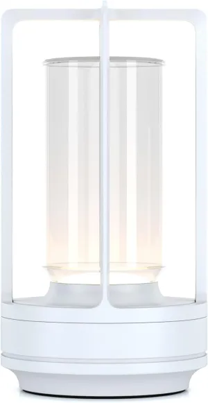 Portable Metal Table Lamp for Indoor/Outdoor ,Rechargeable Cordless LED Lamp, 3-Colour Infinitely Dimming Battery Powered Small Desk Lamp, Restaurant/Bedroom/Bar/Coffee Shop/Camping Light (White)