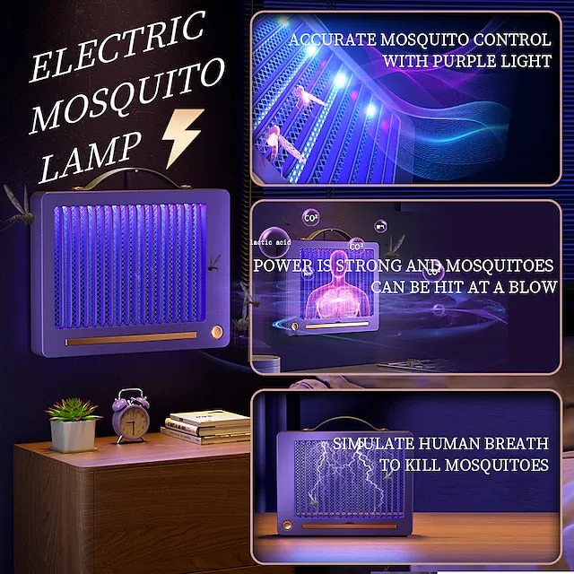 Portable USB Electronic Rechargeable Mosquito Fly Killer Lamp/Bug Zapper for Summer TripOutdoor CampingPatioHome and GardenFly Trap IndoorMoth Trap/Bug Killer/Insect Killer Light