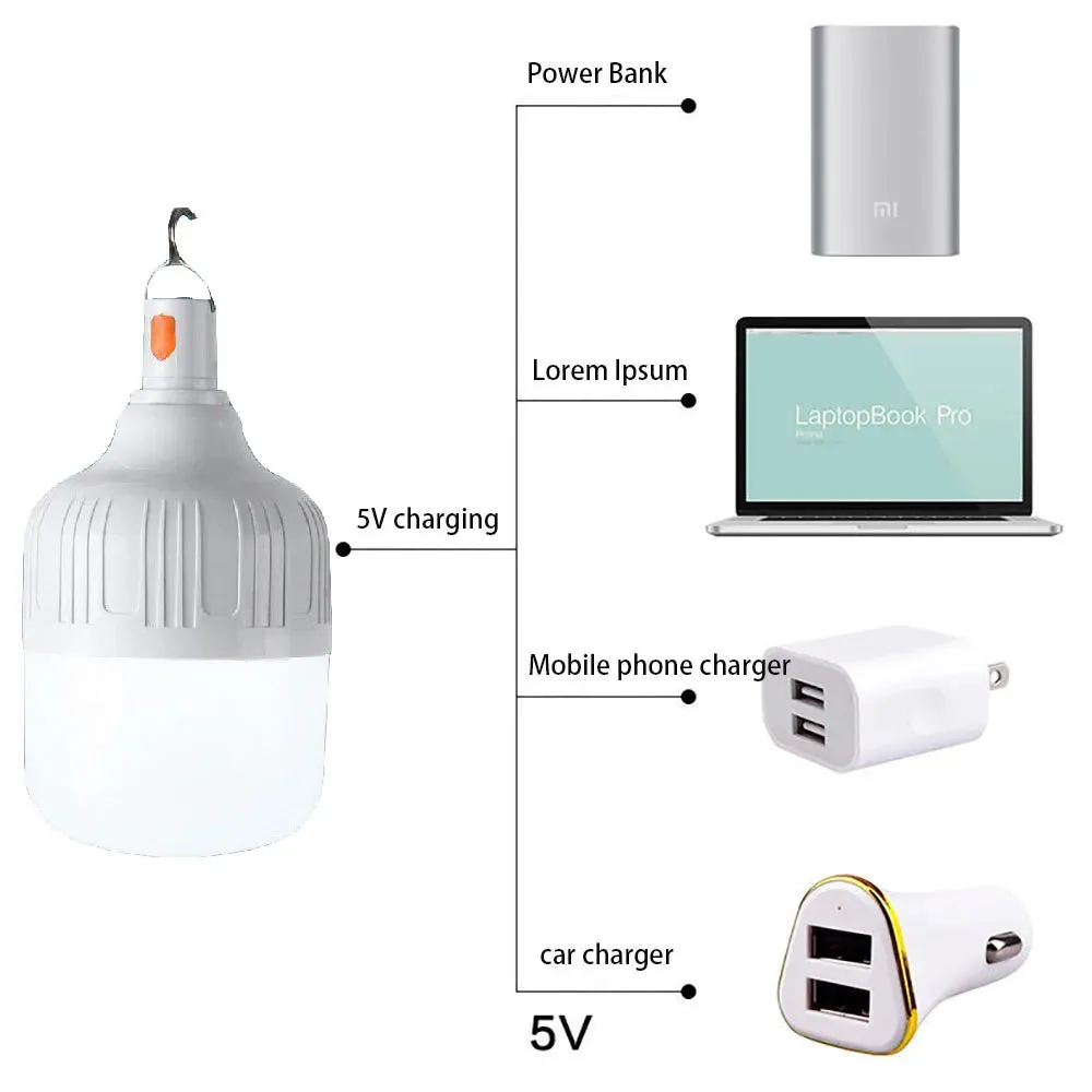 Portable USB Rechargeable LED Emergency Light with Hook