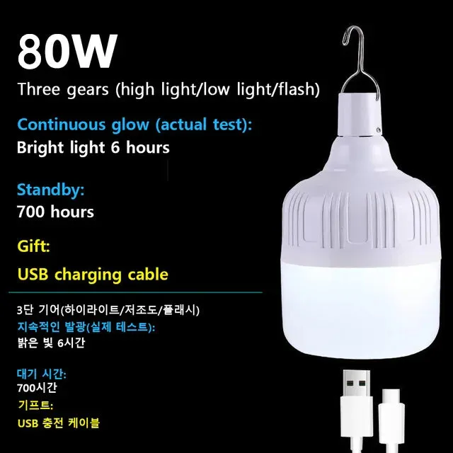 Portable USB Rechargeable LED Emergency Light with Hook