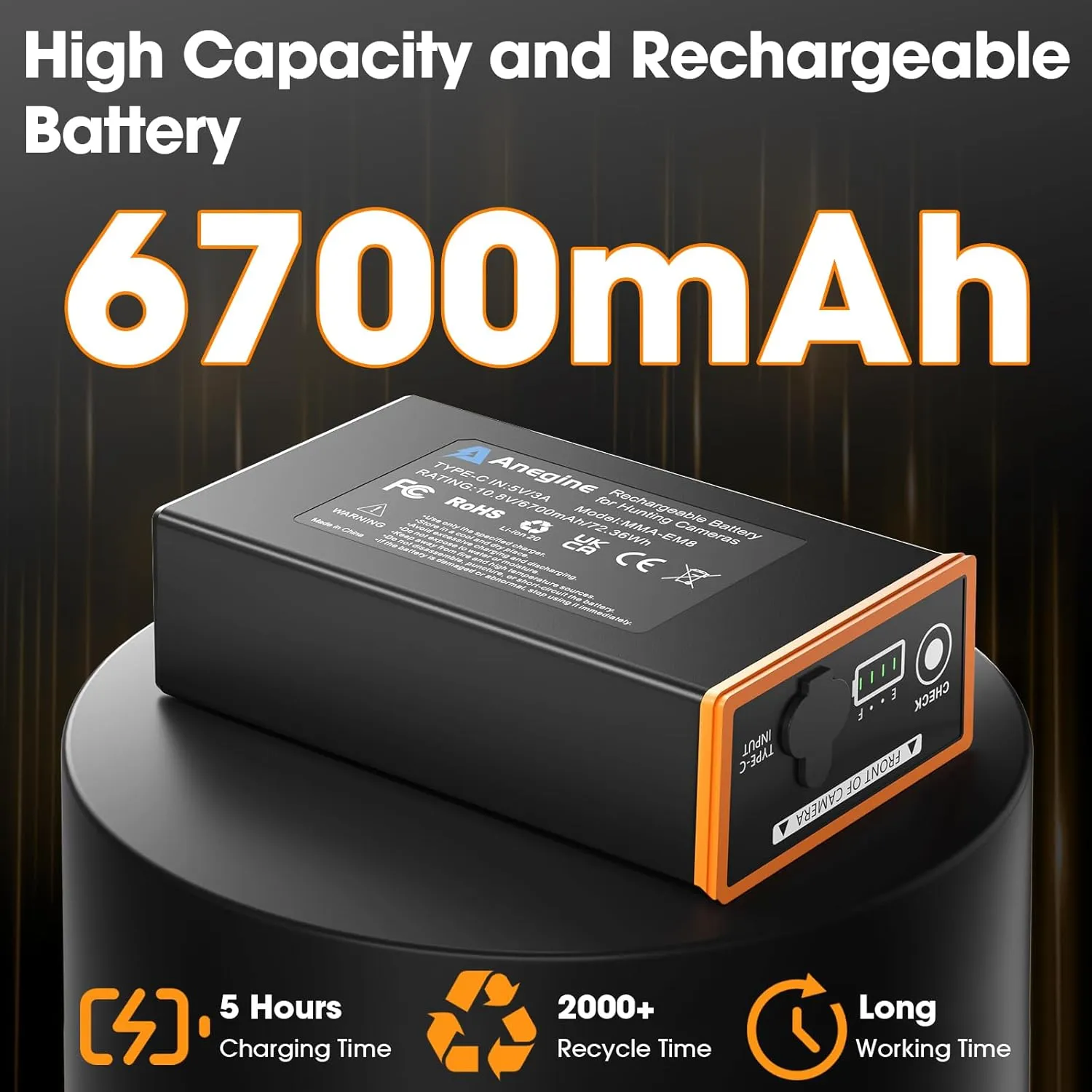 Power Mag Plus Rechargeable Lithium-Ion Battery Pack 6700mAh Compatible with Moultrie Edge, Edge PRO, Edge 2, Edge 2 PRO Trail & Hunting Cameras (2 Pack)