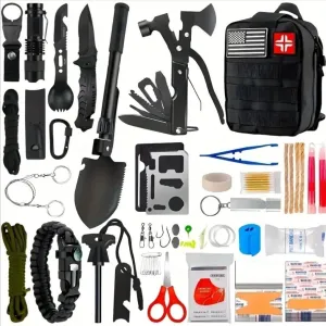 Premium Survival First Aid Kit With High Quality Gear In Durable MOLLE Backpack