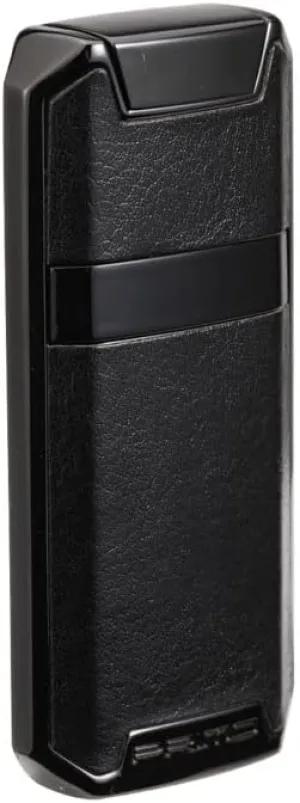 Primo Luxury Electric Lighter Dual Arc Plasma USB Rechargeable Lighter Leather Cover Touch Screen flameless Ignition arc Lighter with Gift Box (Black)