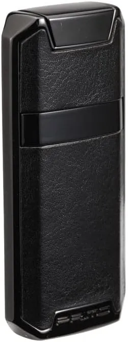 Primo Luxury Electric Lighter Dual Arc Plasma USB Rechargeable Lighter Leather Cover Touch Screen flameless Ignition arc Lighter with Gift Box (Black)